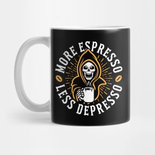 More Espresso Less Depresso Grim Reaper Coffee Amber Mug